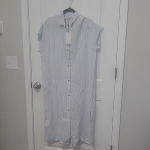 CALIA by Carrie Underwood Light Blue Pinstripe Swim Coverup